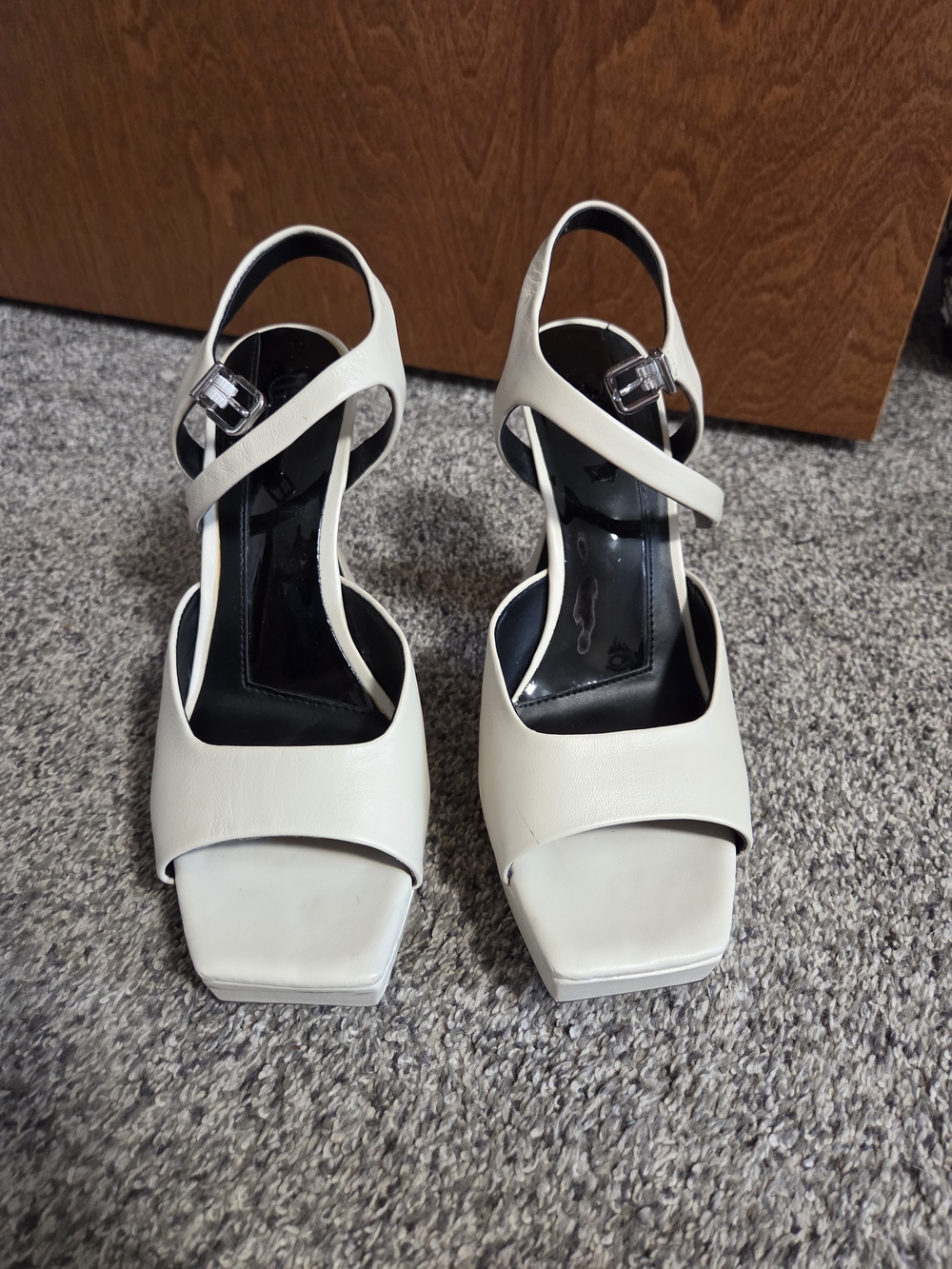 Gianni Bini White Strappy Square-Toe Heels